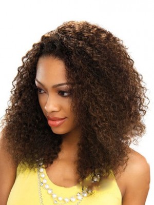 Online Medium Curly Brown No Bang African American Lace Wigs For Women